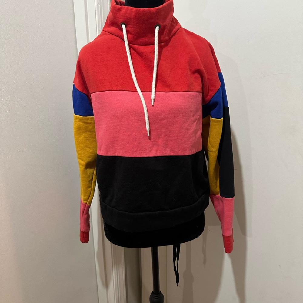 Colorblock Hoodie with Red, Pink, Blue, Yellow, and Black